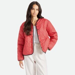 Brixton Red Puffer Jacket with Stand-Up Collar